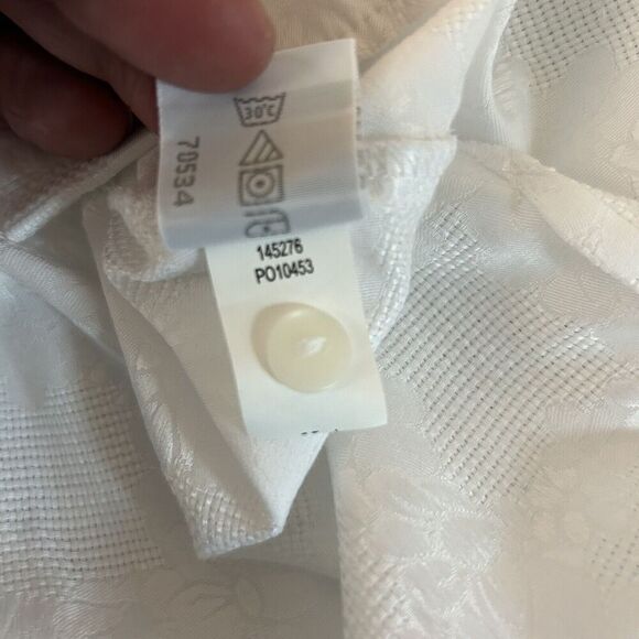 Foxcroft White Fitted Button Down Blouse Plus 18 Floral Damask Minimalist Staple - Picture 7 of 8
